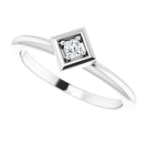 Platinum Round Natural Diamond Stackable Geometric Ring - view 5