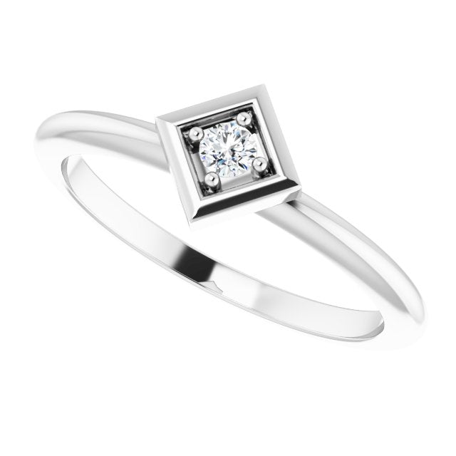 Platinum Round Natural Diamond Stackable Geometric Ring - view 5
