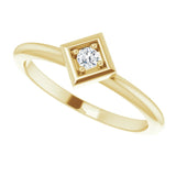 14K Gold Round Natural Diamond Stackable Geometric Ring - Yellow Gold - view 5