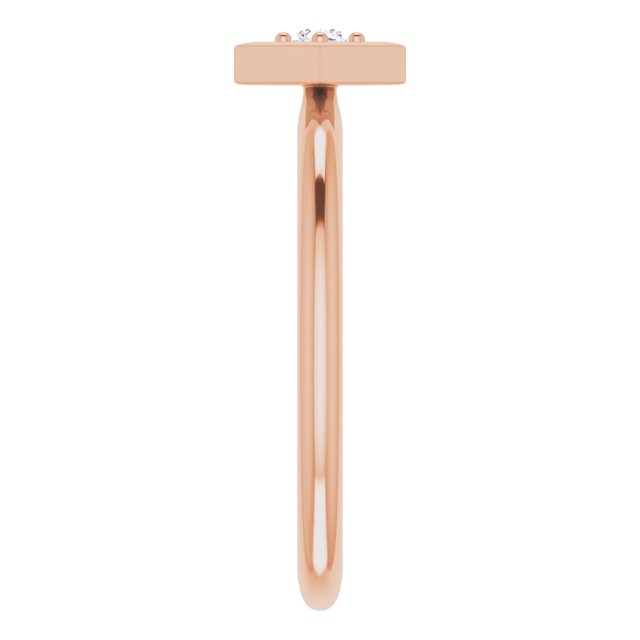 14K Gold Round Natural Diamond Stackable Geometric Ring - Rose Gold - view 4