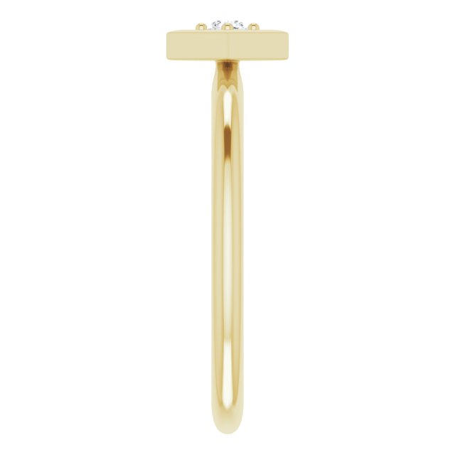 14K Gold Round Natural Diamond Stackable Geometric Ring - Yellow Gold - view 4