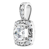 14K Gold Round Natural Diamond Sculptural Halo-Style Pendant - White Gold - view 2