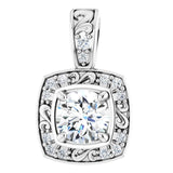 Platinum Round Natural Diamond Sculptural Halo-Style Pendant