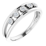 14K Gold Round Natural Diamond Negative Space Ring – 1.8mm Stones - White Gold