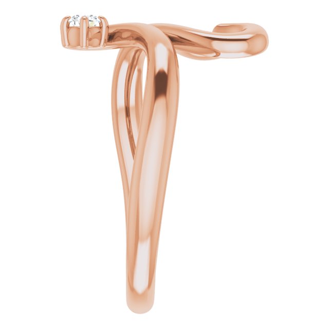 14K Gold Round Natural Diamond Accented Heart Ring - Rose Gold - view 4