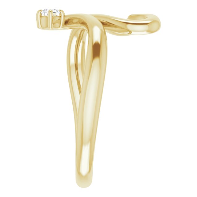 14K Gold Round Natural Diamond Accented Heart Ring - Yellow Gold - view 4