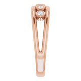 14K Gold Round Natural Diamond Negative Space Ring – 1.8mm Stones - Rose Gold - view 4