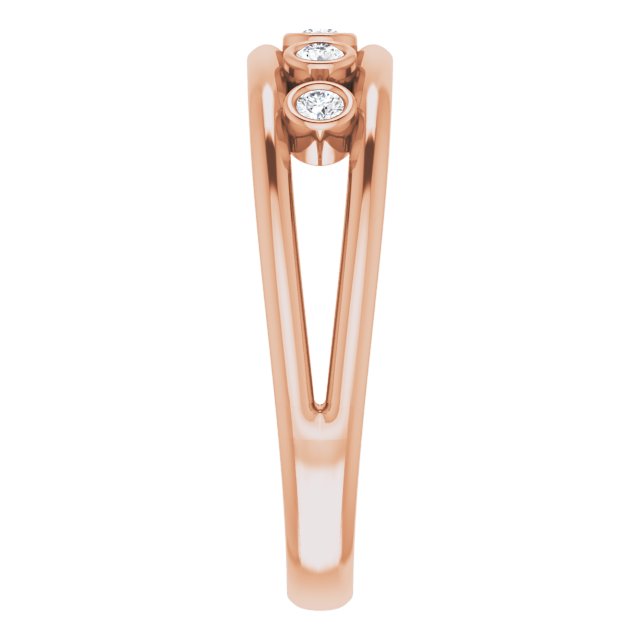 14K Gold Round Natural Diamond Negative Space Ring – 1.8mm Stones - Rose Gold - view 4