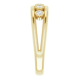 14K Gold Round Natural Diamond Negative Space Ring – 1.8mm Stones - Yellow Gold - view 4