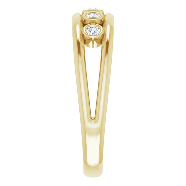 14K Gold Round Natural Diamond Negative Space Ring – 1.8mm Stones - Yellow Gold - view 4