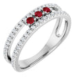 Platinum Round Natural Ruby Negative Space Ring