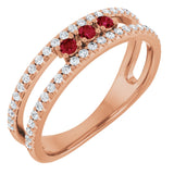 14K Gold Round Lab-Grown Ruby Negative Space Ring - Rose Gold