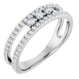 14K Gold Round Natural Diamond Negative Space Ring – 2mm Stones - White Gold