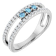 Platinum Round Natural Aquamarine Negative Space Ring