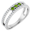 14K Gold Round Natural Peridot Negative Space Ring - White Gold