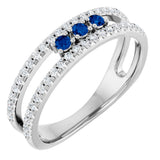 Platinum Round Lab-Grown Blue Sapphire Negative Space Ring