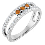 14K Gold Round Natural Citrine Negative Space Ring - White Gold