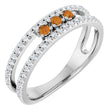 Platinum Round Natural Citrine Negative Space Ring