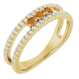 14K Gold Round Natural Citrine Negative Space Ring - Yellow Gold