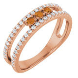 14K Gold Round Natural Citrine Negative Space Ring - Rose Gold
