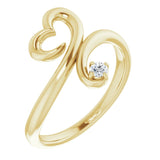 14K Gold Round Natural Diamond Accented Heart Ring - Yellow Gold