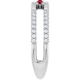 14K Gold Round Natural Ruby Negative Space Ring - White Gold - view 4