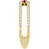 14K Gold Round Lab-Grown Ruby Negative Space Ring - Yellow Gold - view 4