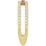 14K Gold Round Natural Pink Tourmaline Negative Space Ring - Yellow Gold - view 4
