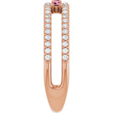 14K Gold Round Natural Pink Tourmaline Negative Space Ring - Rose Gold - view 4