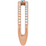 14K Gold Round Natural Aquamarine Negative Space Ring - Rose Gold - view 4