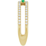 14K Gold Round Natural Emerald Negative Space Ring - Yellow Gold - view 4