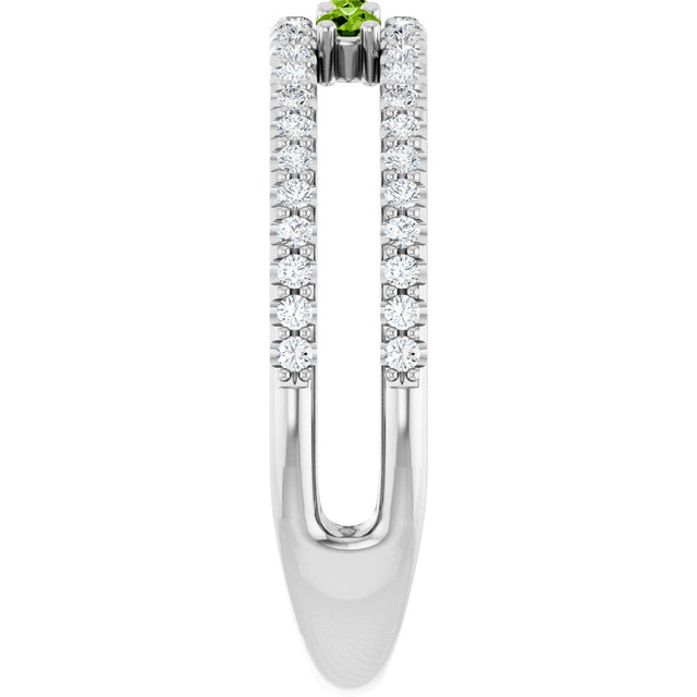 Platinum Round Natural Peridot Negative Space Ring - view 4