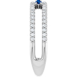 Platinum Round Lab-Grown Blue Sapphire Negative Space Ring - view 4