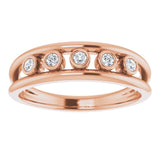 14K Gold Round Natural Diamond Negative Space Ring – 1.8mm Stones - Rose Gold - view 3