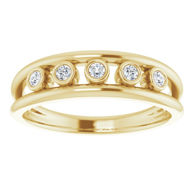 14K Gold Round Natural Diamond Negative Space Ring – 1.8mm Stones - Yellow Gold - view 3