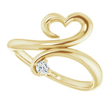 14K Gold Round Natural Diamond Accented Heart Ring - Yellow Gold - view 5