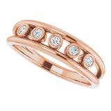 14K Gold Round Natural Diamond Negative Space Ring – 1.8mm Stones - Rose Gold - view 5