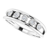 14K Gold Round Natural Diamond Negative Space Ring – 1.8mm Stones - White Gold - view 5