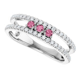 Platinum Round Natural Pink Tourmaline Negative Space Ring - view 5