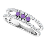 Platinum Round Natural Amethyst Negative Space Ring - view 5