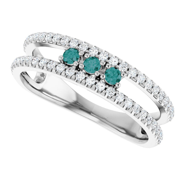 14K Gold Round Lab-Grown Alexandrite Negative Space Ring - White Gold - view 5