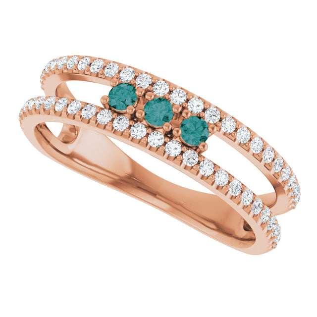 14K Gold Round Natural Alexandrite Negative Space Ring - Rose Gold - view 5