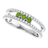 Platinum Round Natural Peridot Negative Space Ring - view 5