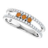 Platinum Round Natural Citrine Negative Space Ring - view 5