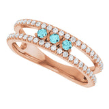 14K Gold Round Natural Blue Zircon Negative Space Ring - Rose Gold - view 5