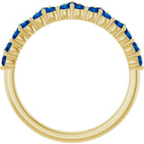 14K Gold Round Lab-Grown Blue Sapphire Accented Crown Ring - Yellow Gold - view 2