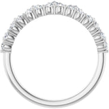 14K Gold Round Lab-Grown Diamond Accented Crown Ring - White Gold - view 2