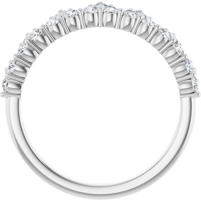 14K Gold Round Lab-Grown Diamond Accented Crown Ring - White Gold - view 2