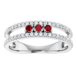 Platinum Round Natural Ruby Negative Space Ring - view 3