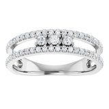 14K Gold Round Natural Diamond Negative Space Ring – 2mm Stones - White Gold - view 3